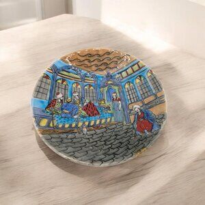 Vtg Turkish Ottoman Scene Hand Painted Ceramic Plate Kutahya mustafo Ahmet C